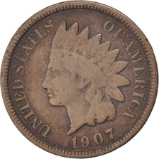 UNITED STATES, Indian Head Cent, Cent, 1907, U.S. Mint, KM #90a, VF(20-25),...