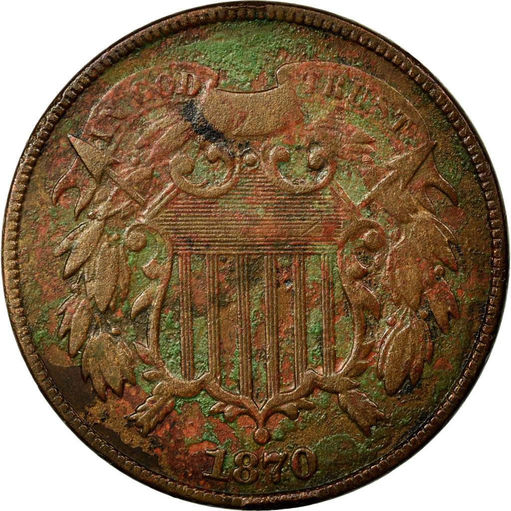 Monnaie, États-Unis, 2 Cents, 1870, Philadelphie, TTB, Copper-Tin-Zinc, KM:94