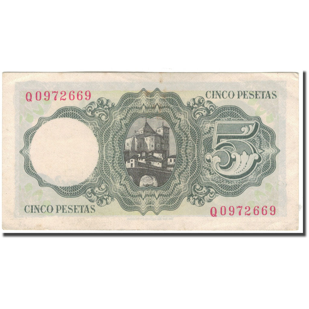 Banknote, Spain, 5 Pesetas, 1951-08-16, KM:140a, AU(55-58)
