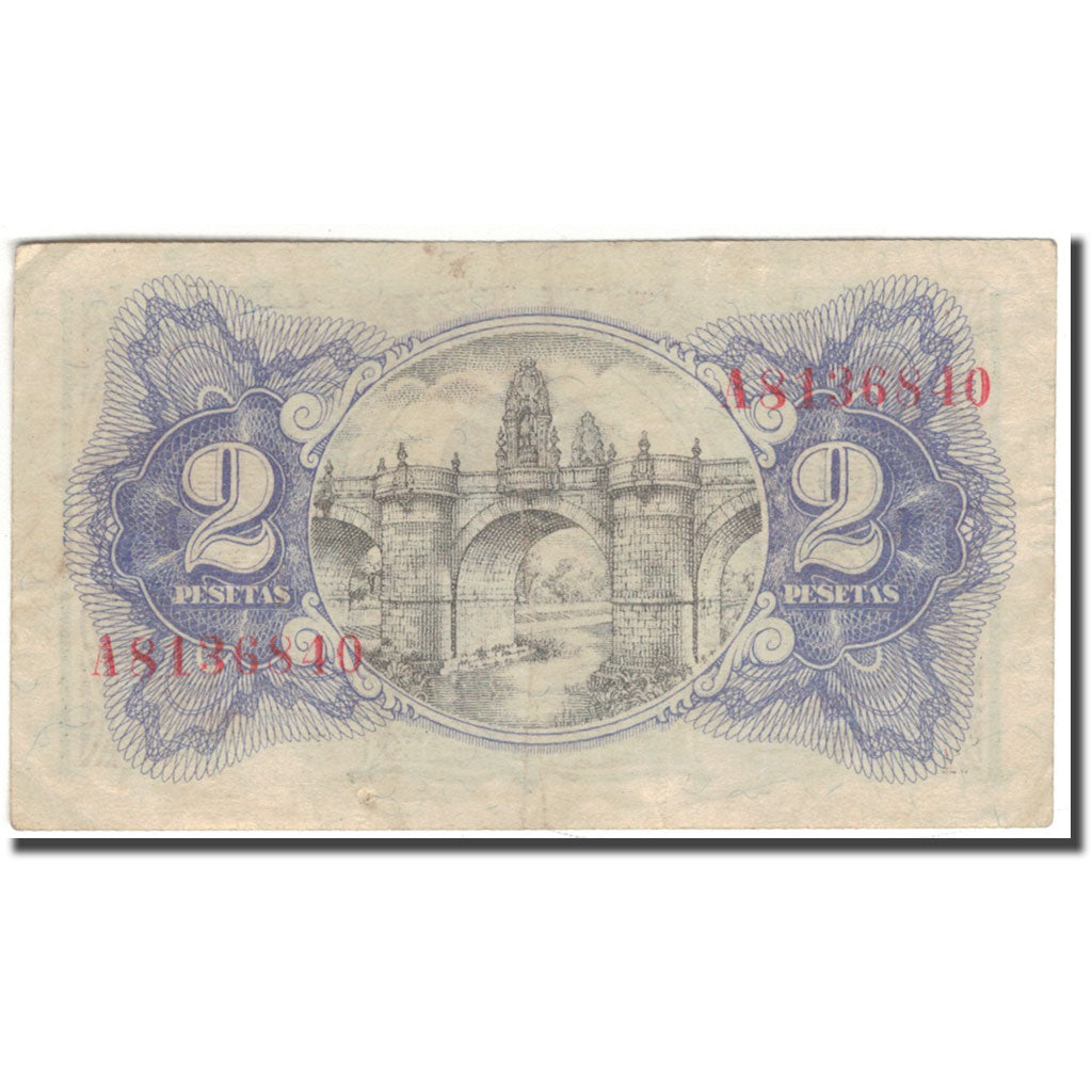 Billet, Espagne, 2 Pesetas, 1938, KM:95, TTB
