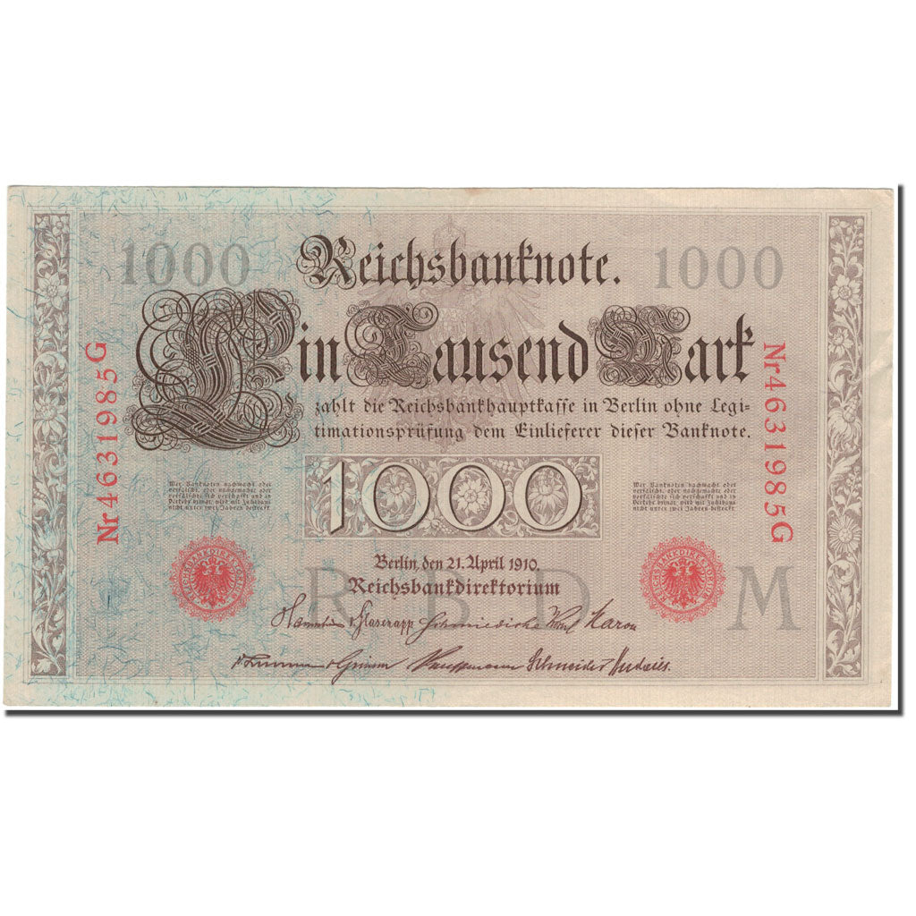 Geldschein, Deutschland, 1000 Mark, 1910, KM:44b, SS+