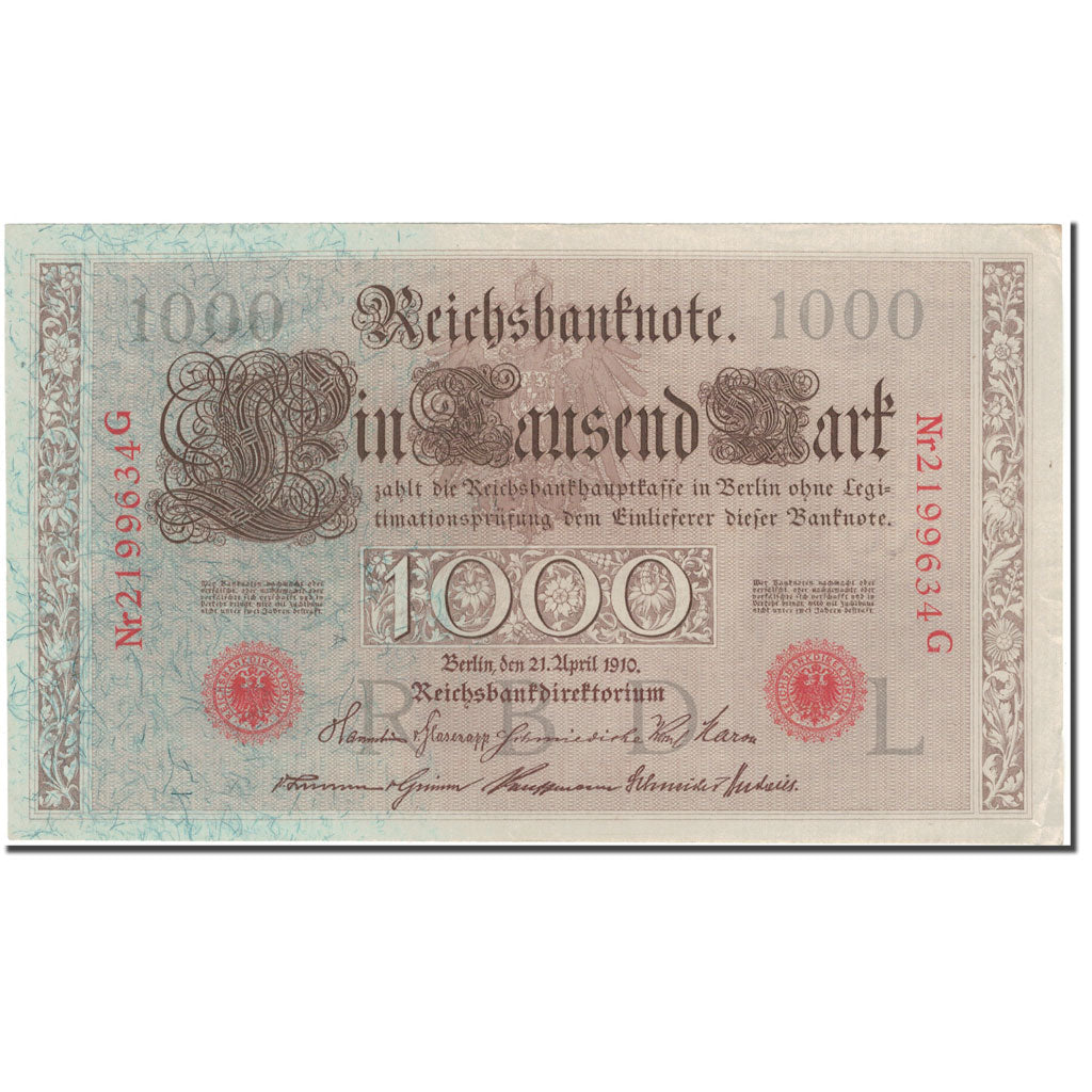 Banconote, Germania, 1000 Mark, 1910, KM:44b, BB