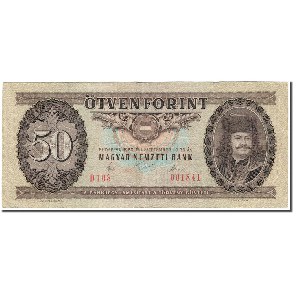 Banknot, Węgry, 50 Forint, 1980, KM:170d, VF(30-35)