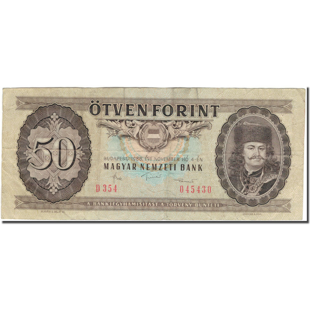 Geldschein, Ungarn, 50 Forint, 1986, KM:170g, S+