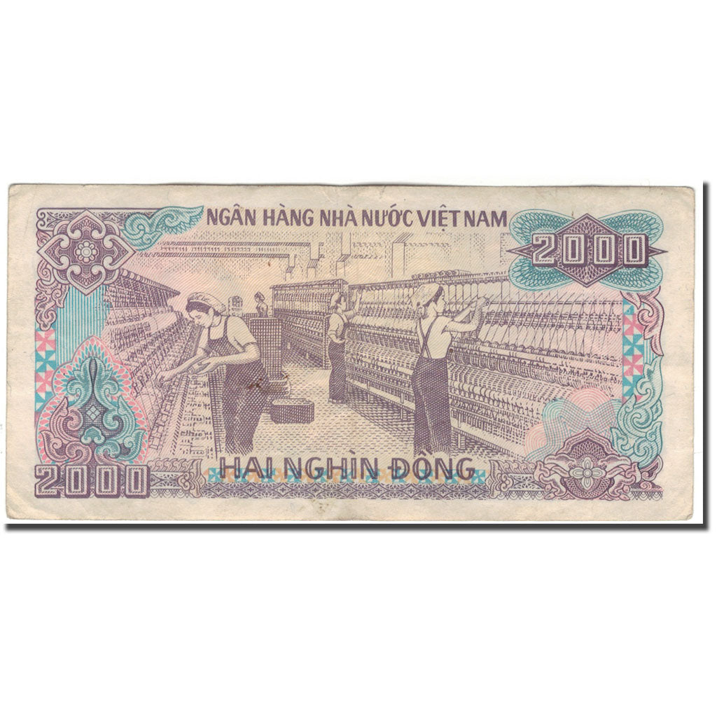 Biljet, Viëtnam, 2000 D<ox>ng, 1988, KM:107b, TB+