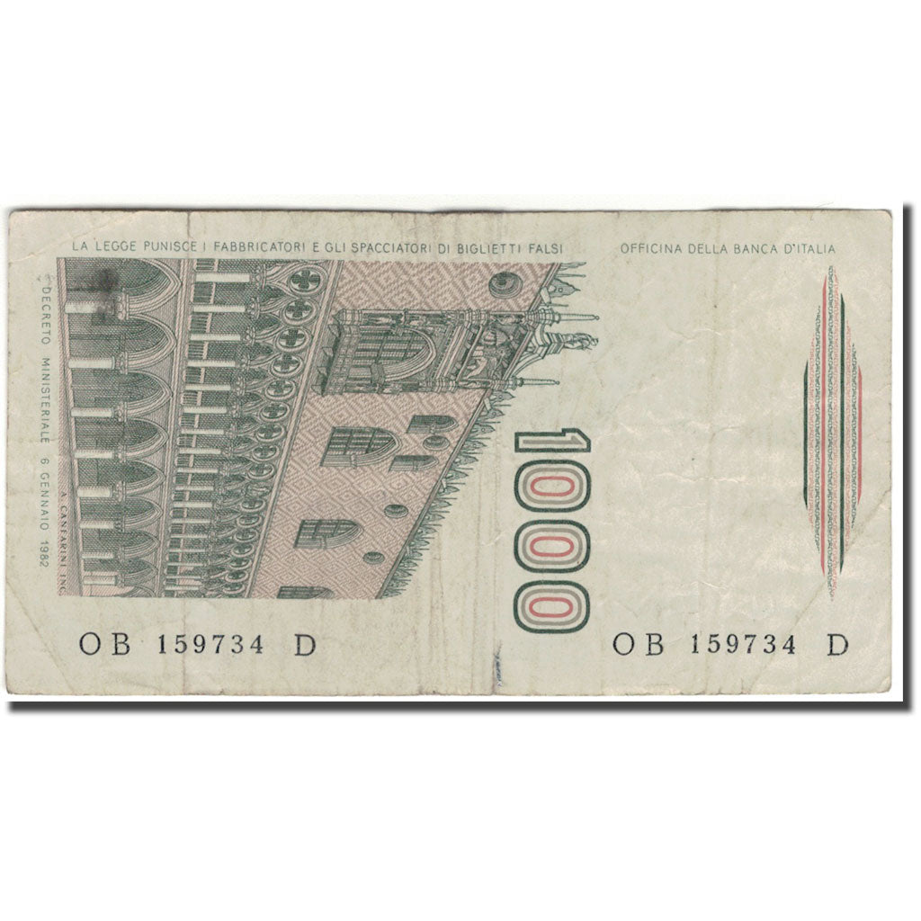 Biljet, Italië, 1000 Lire, 1982-01-06, KM:109a, TB