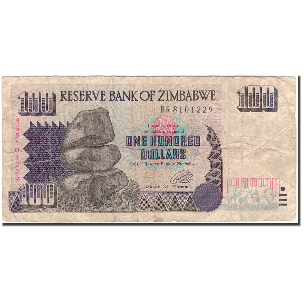 Banconote, Zimbabwe, 100 Dollars, 1995, KM:9a, B