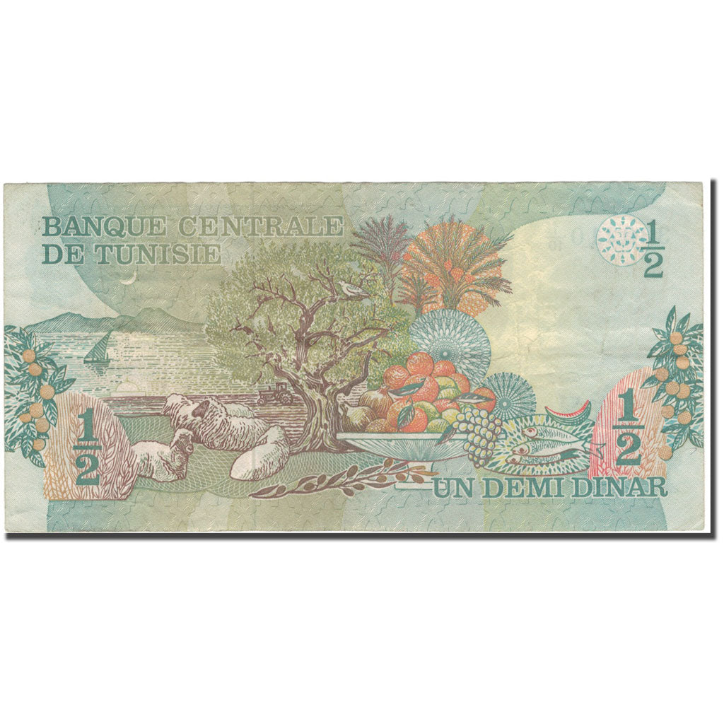 Banknote, Tunisia, 1/2 Dinar, 1973-10-15, KM:69a, VF(30-35)