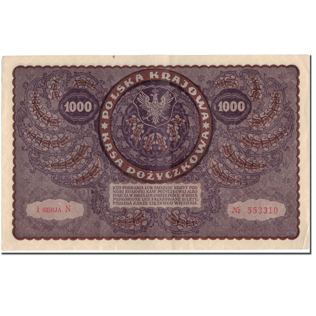 Banknote, Poland, 1000 Marek, 1919, KM:29, AU(55-58)