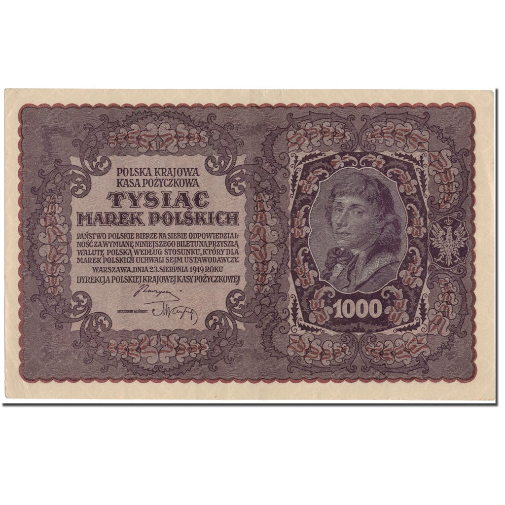 Banknote, Poland, 1000 Marek, 1919, KM:29, AU(55-58)