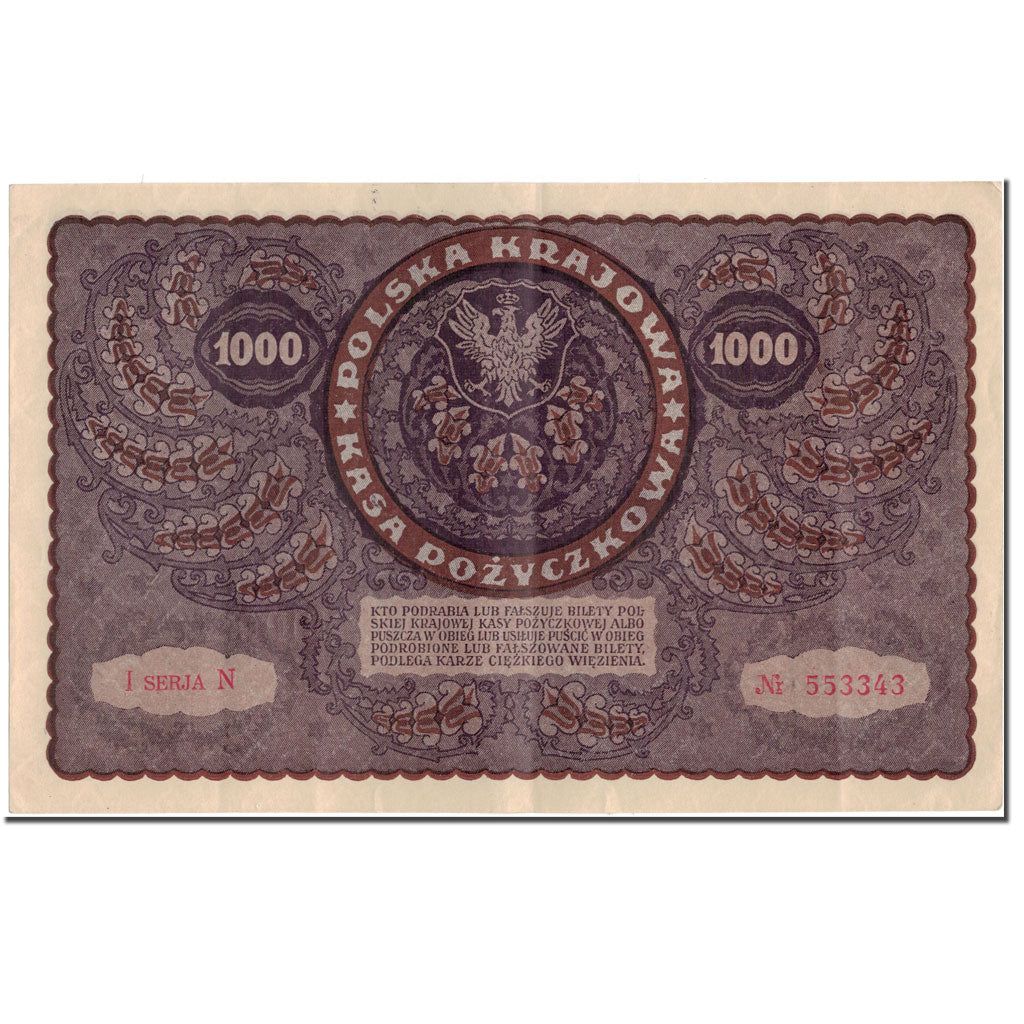 Banknote, Poland, 1000 Marek, 1919, KM:29, AU(55-58)