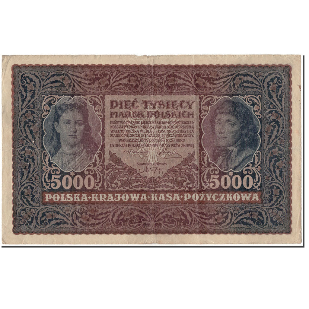 Banconote, Polonia, 5000 Marek, 1920, KM:31, MB+