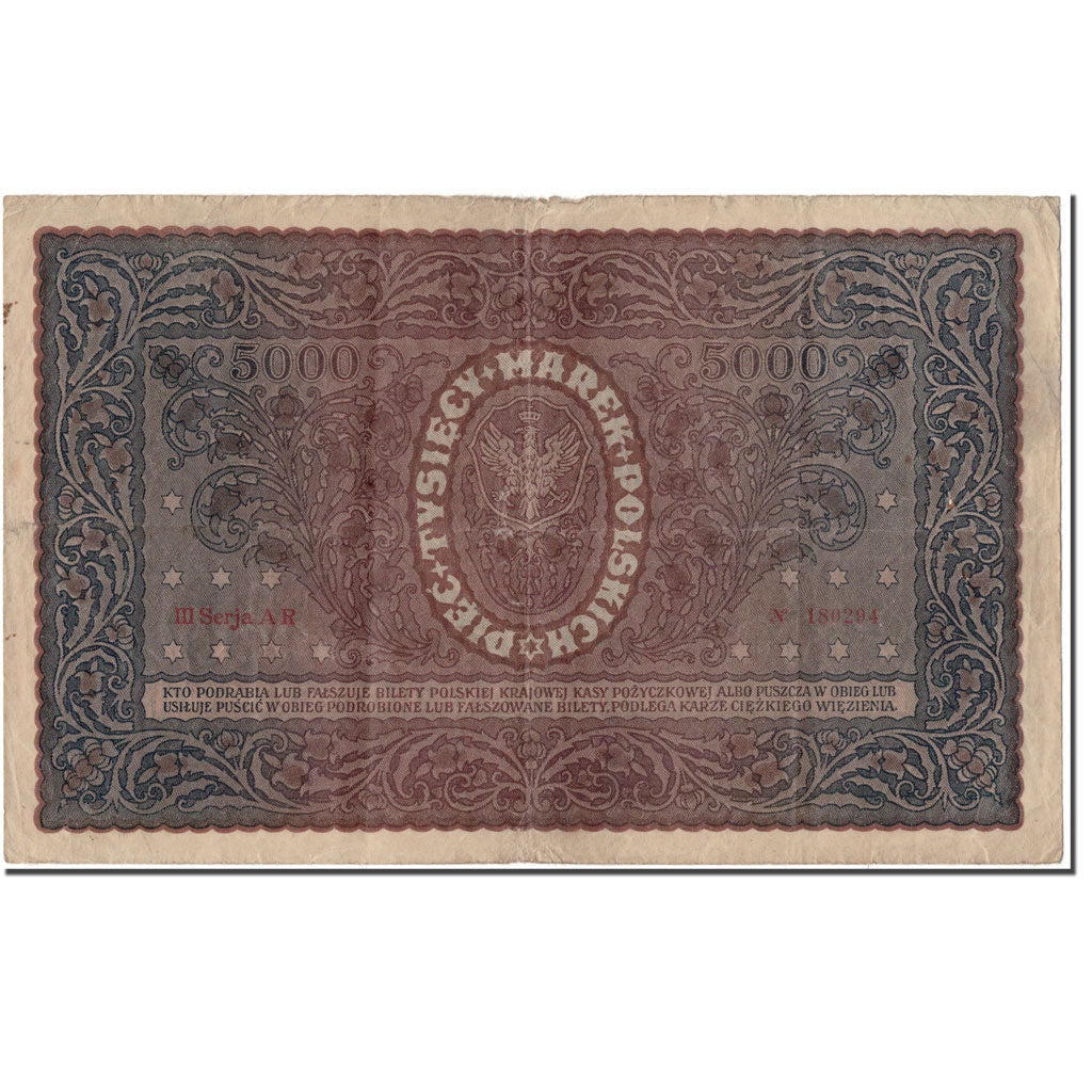 Banconote, Polonia, 5000 Marek, 1920, KM:31, MB+