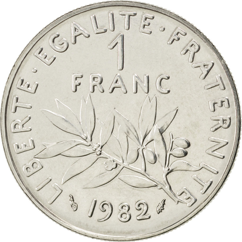 FRANCE, Semeuse, Franc, 1982, Paris, KM #925.1, MS(65-70), Nickel, 24, Gadoury..