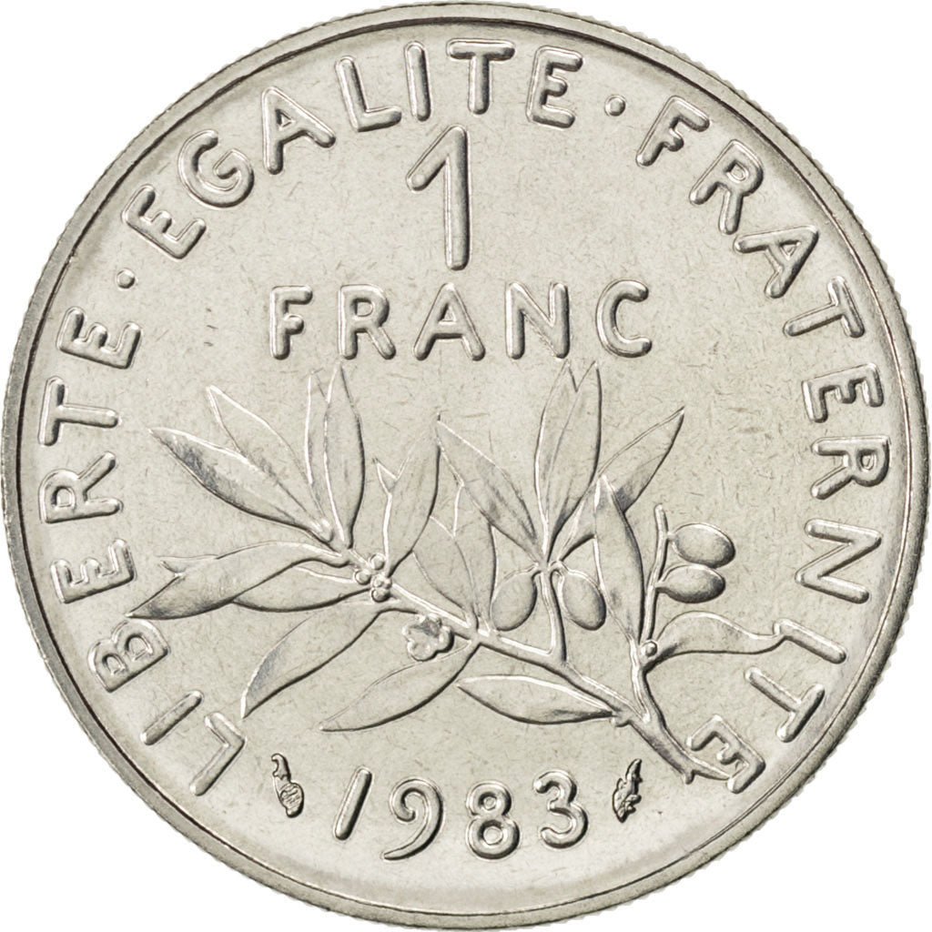FRANCE, 1 Franc, 1983, KM #925.1, MS(65-70), Nickel, Gadoury #474, 6.02