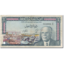 Banconote, Tunisia, 1 Dinar, 1965-06-01, KM:63a, B+