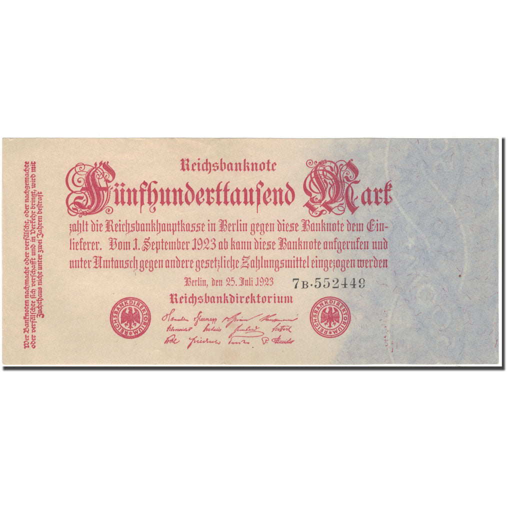 Banknote, Germany, 500,000 Mark, 1923, KM:92, AU(50-53)