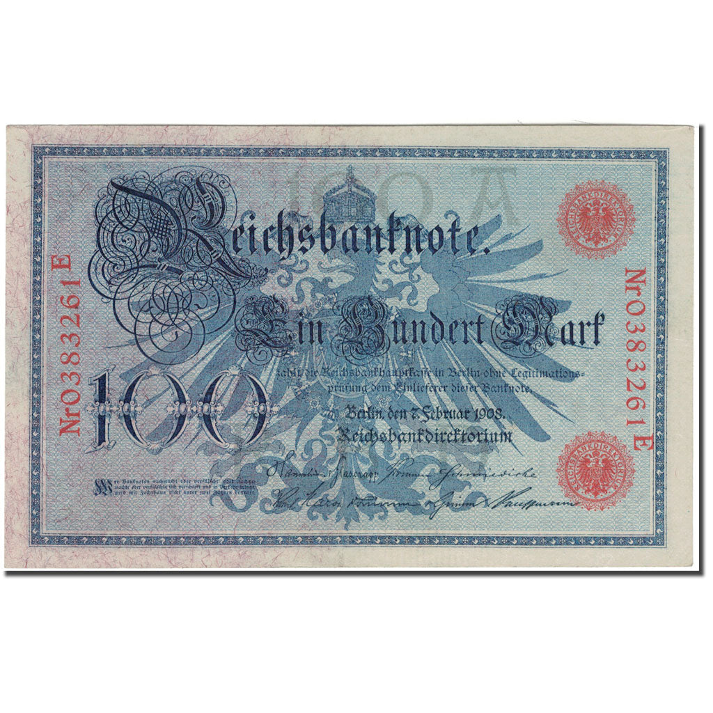 Geldschein, Deutschland, 100 Mark, 1908, KM:33a, VZ+