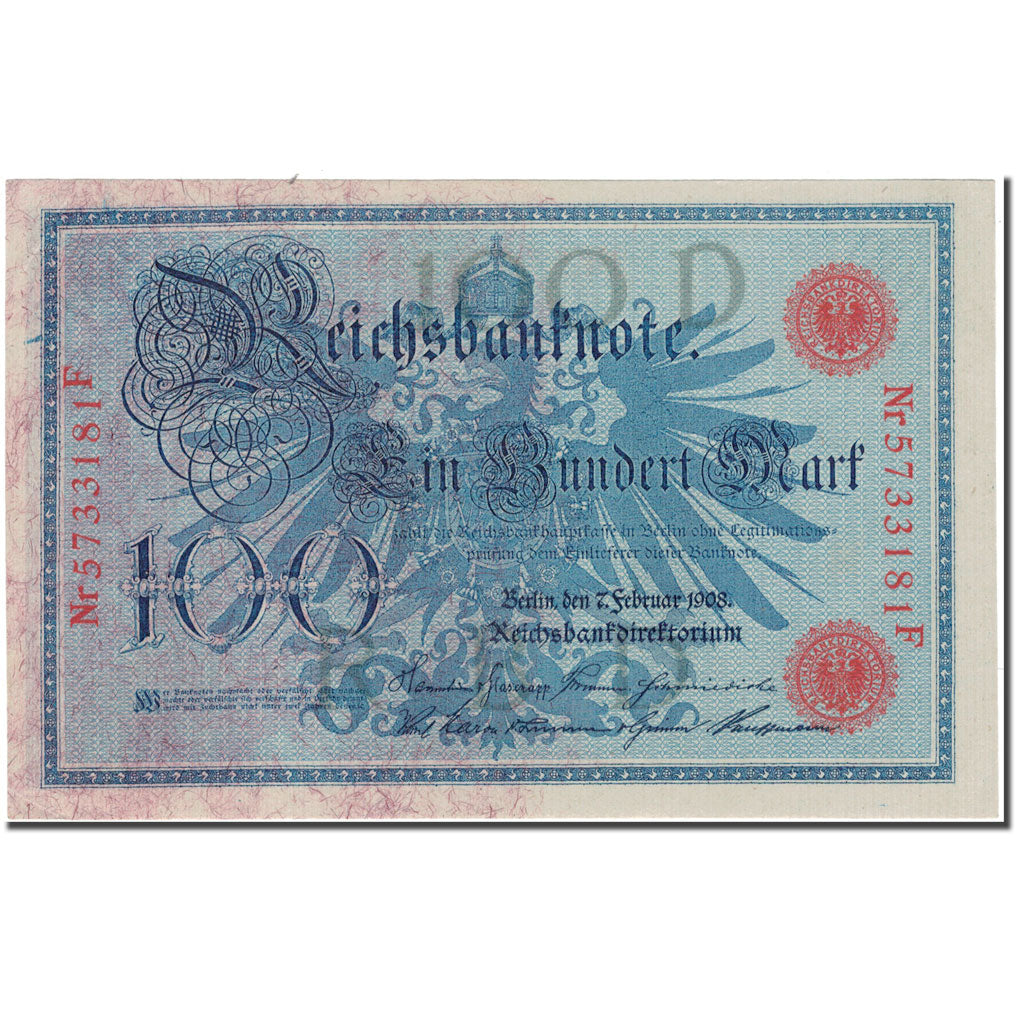 Banknote, Germany, 100 Mark, 1908, KM:33a, UNC(60-62)