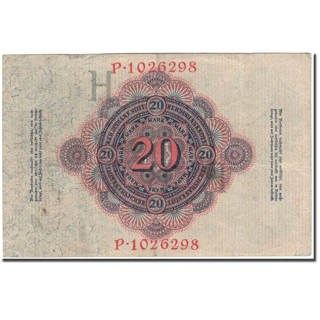 Banconote, Germania, 20 Mark, 1914, KM:46b, BB+
