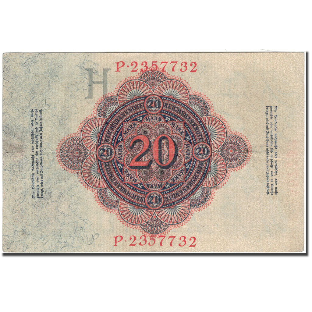 Banknote, Germany, 20 Mark, 1914, KM:46b, AU(55-58)