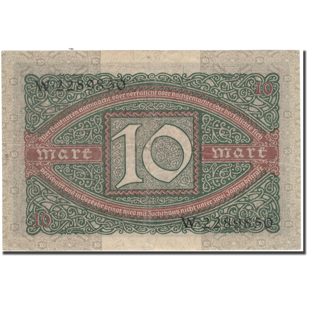 Geldschein, Deutschland, 10 Mark, 1920, KM:67a, VZ
