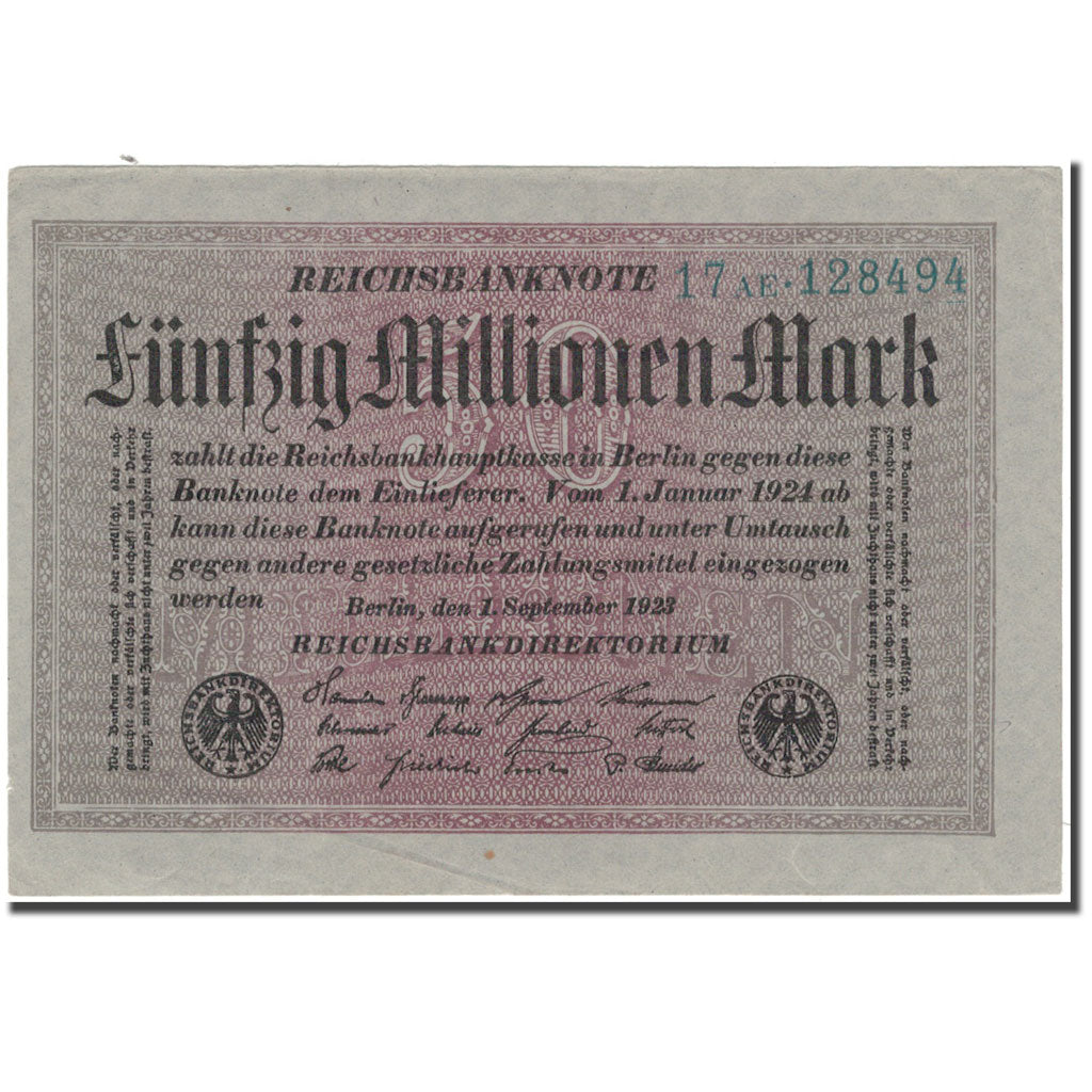 Geldschein, Deutschland, 50 Millionen Mark, 1923, KM:109a, UNZ