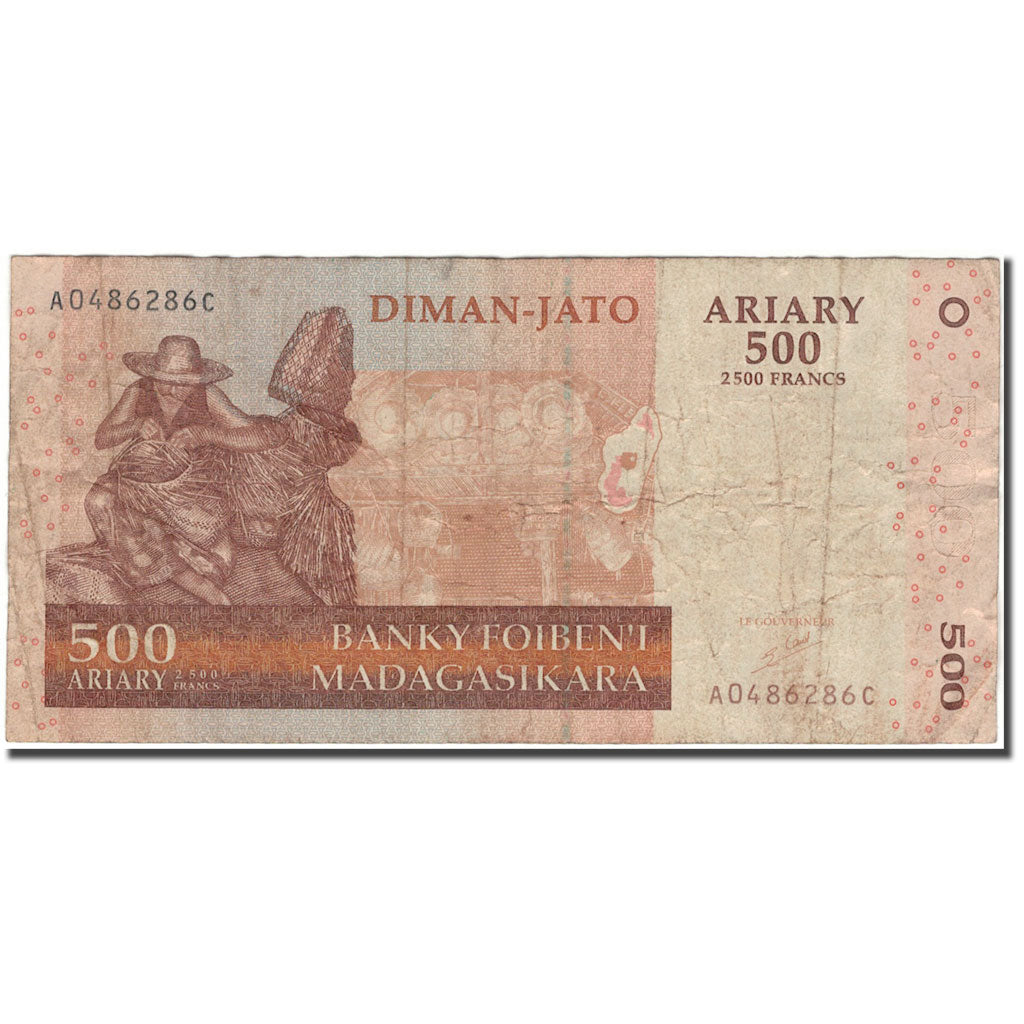 Billete, 500 Ariary, 2004, Madagascar, KM:88a, RC+