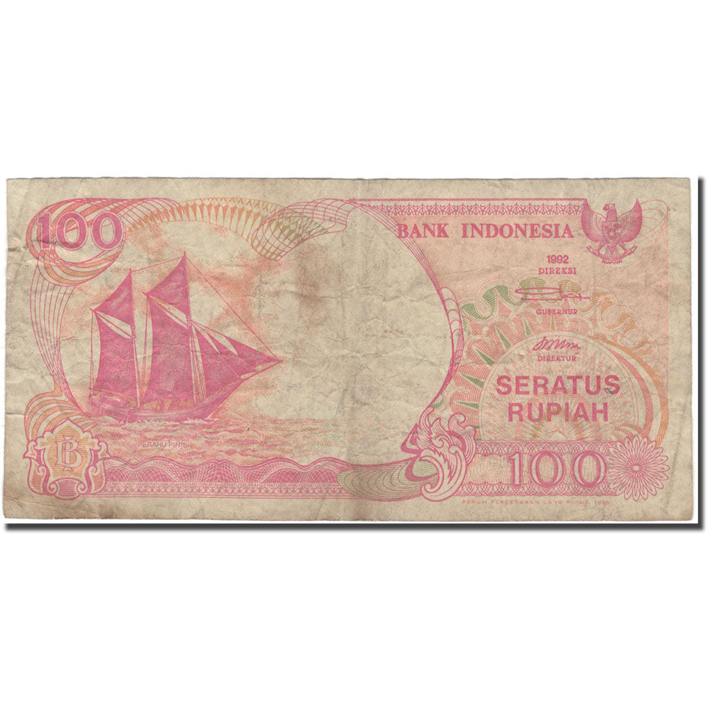 Banconote, Indonesia, 100 Rupiah, 1992, KM:127d, B+