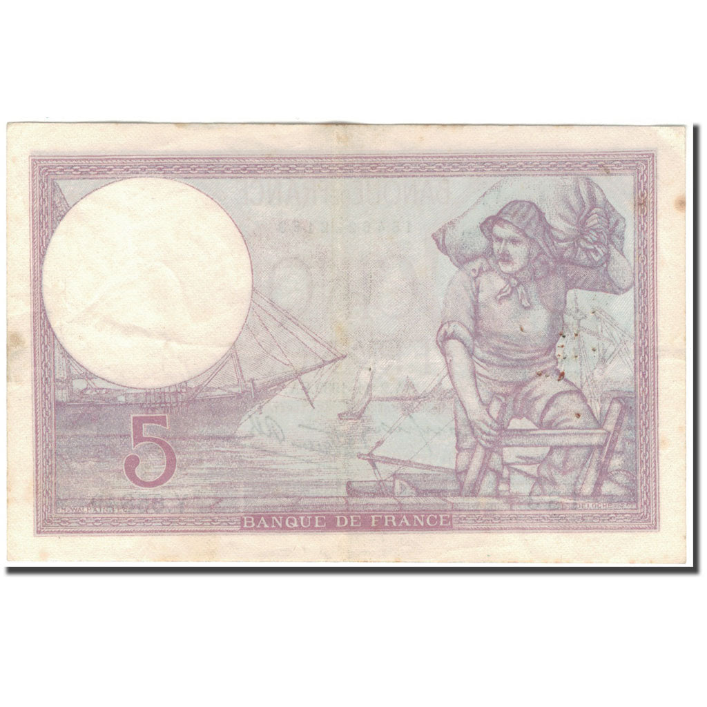 France, 5 Francs, Violet, 1939-11-02, VF(30-35), Fayette:4.14, KM:83