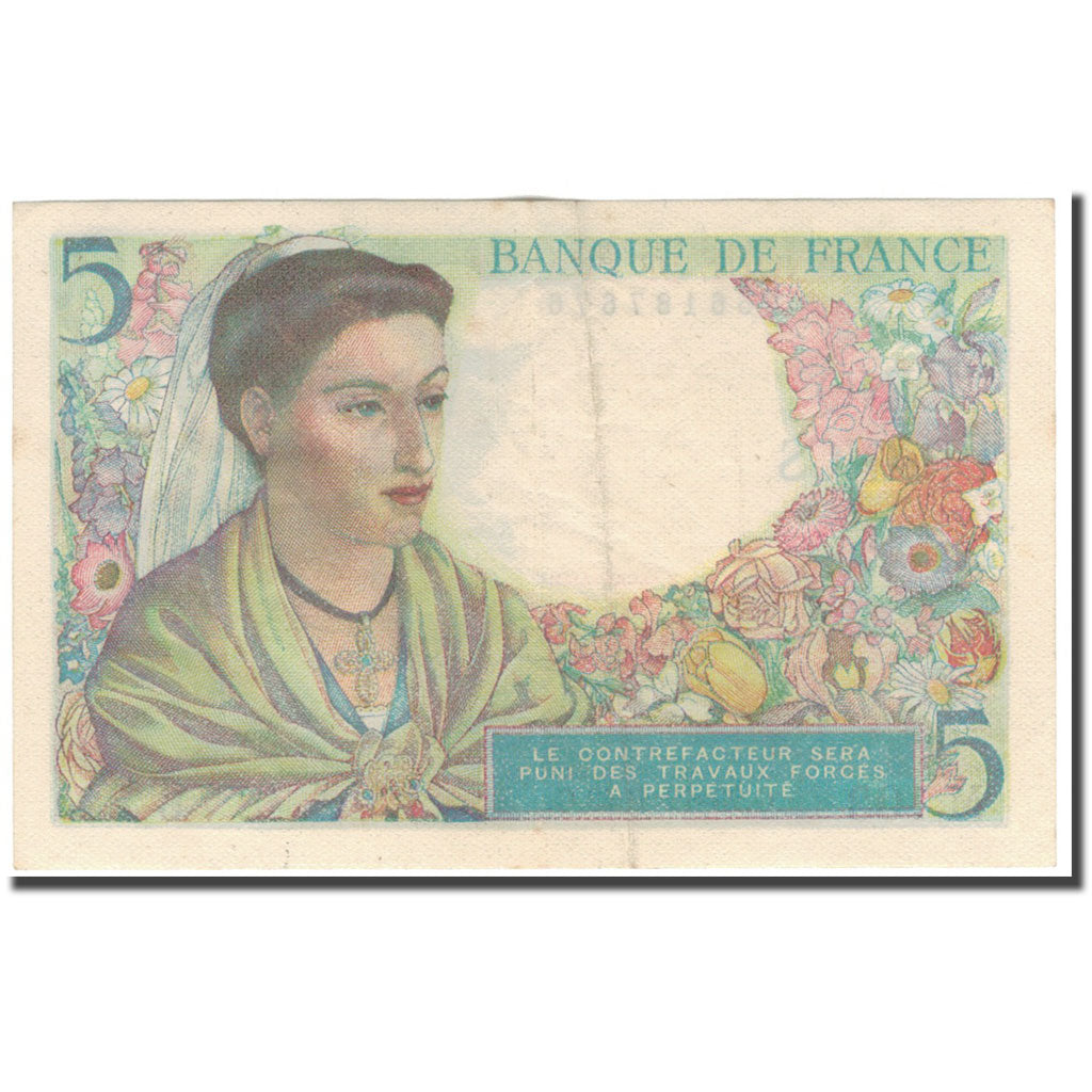France, 5 Francs, Berger, 1943-12-23, EF(40-45), Fayette:5.5, KM:98a
