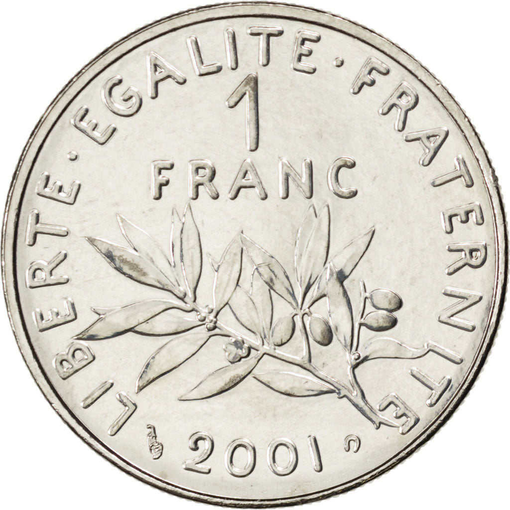 FRANCE, Semeuse, Franc, 2001, Paris, KM #925.1, MS(65-70), Nickel, 24, Gadoury..