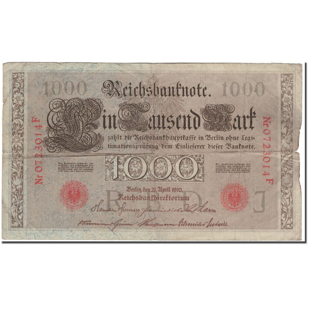 Nota, Alemanha, 1000 Mark, 1910, KM:44b, VF(20-25)