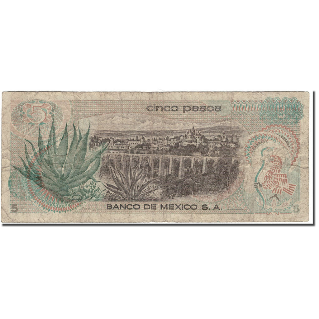 Banconote, Messico, 5 Pesos, 1972-06-27, KM:62c, MB