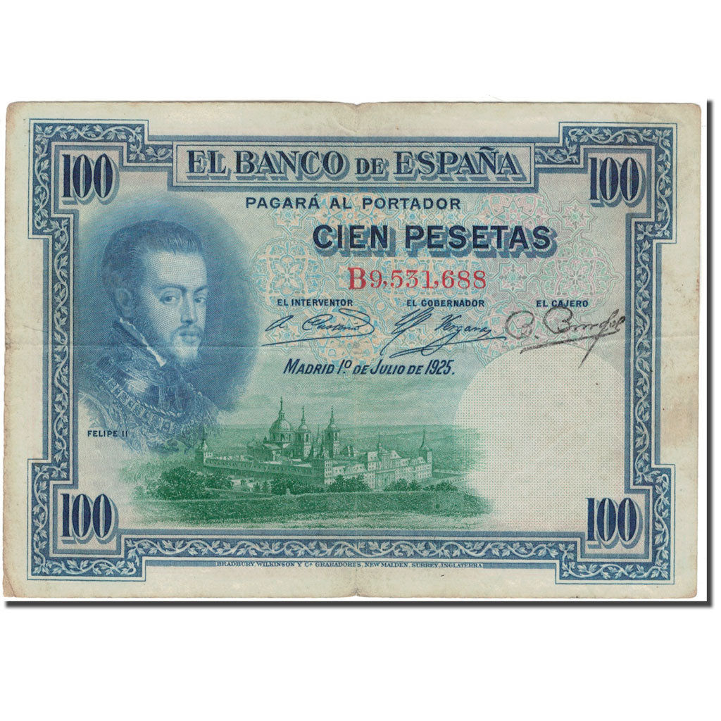 Banconote, Spagna, 100 Pesetas, 1925-07-01, KM:69a, MB+