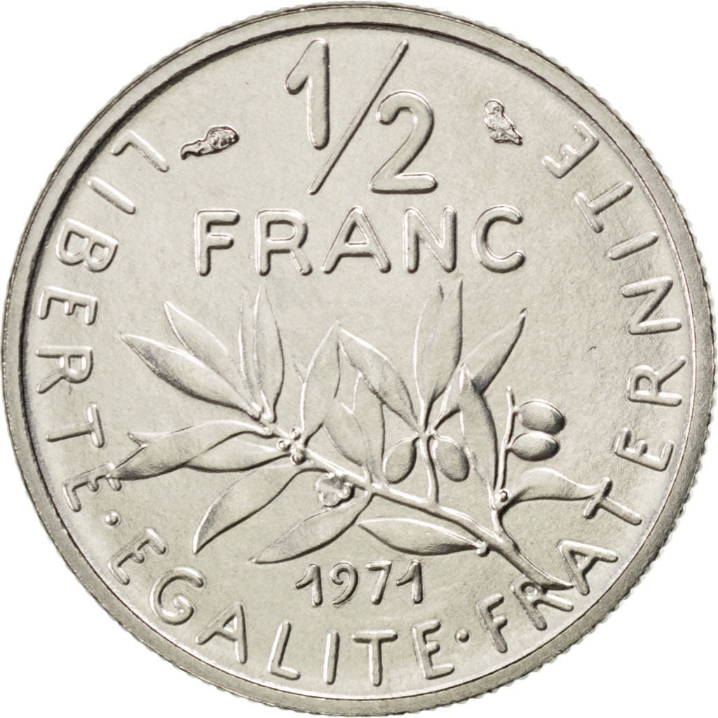 Francia, Semeuse, 1/2 Franc, 1971, FDC, Nichel, KM:931.1, Gadoury:429