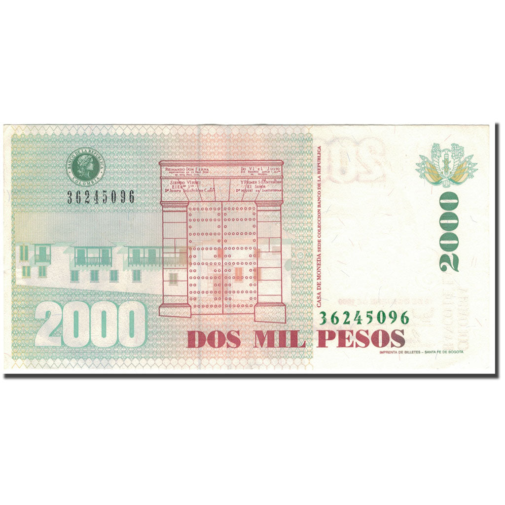 Banknote, Colombia, 2000 Pesos, 1999-10-12, KM:445e, AU(55-58)