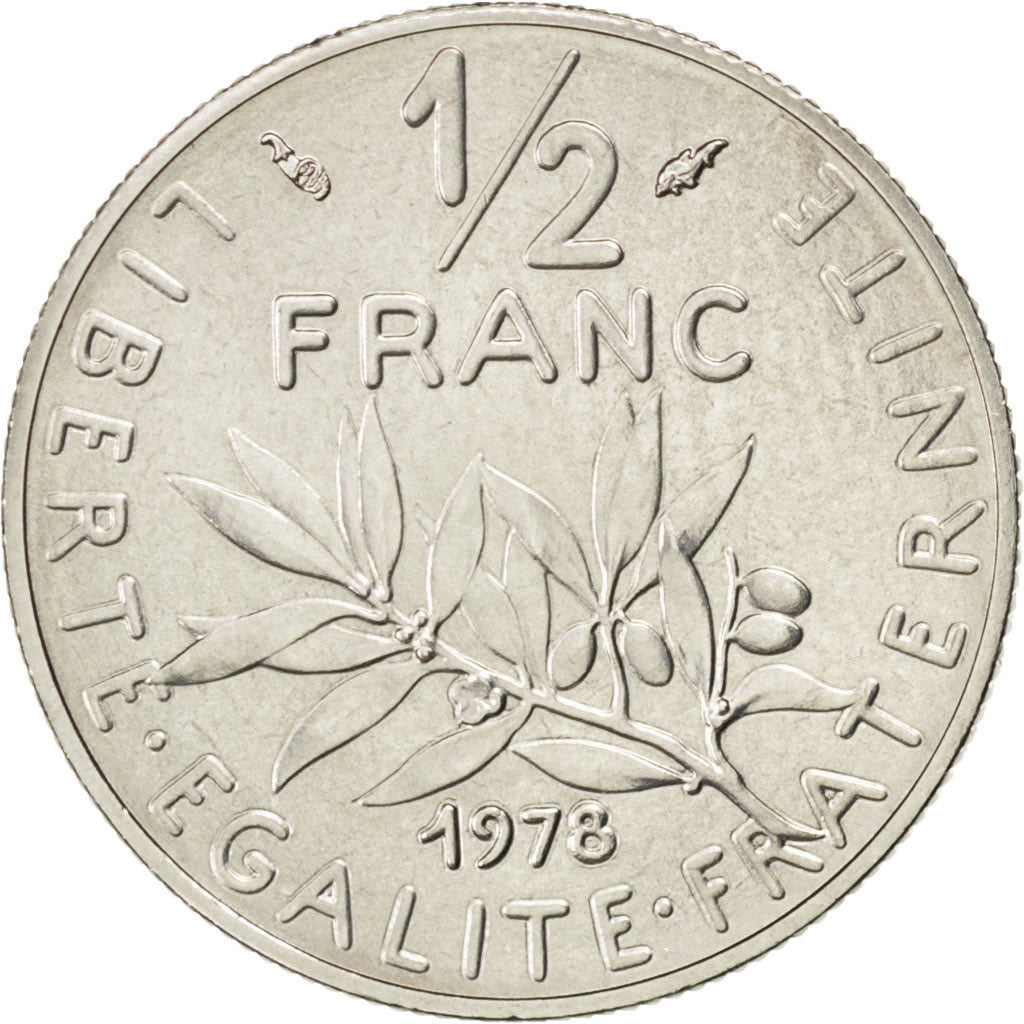 FRANCE, Semeuse, 1/2 Franc, 1978, Paris, KM #931.1, MS(65-70), Nickel, 19.5,...