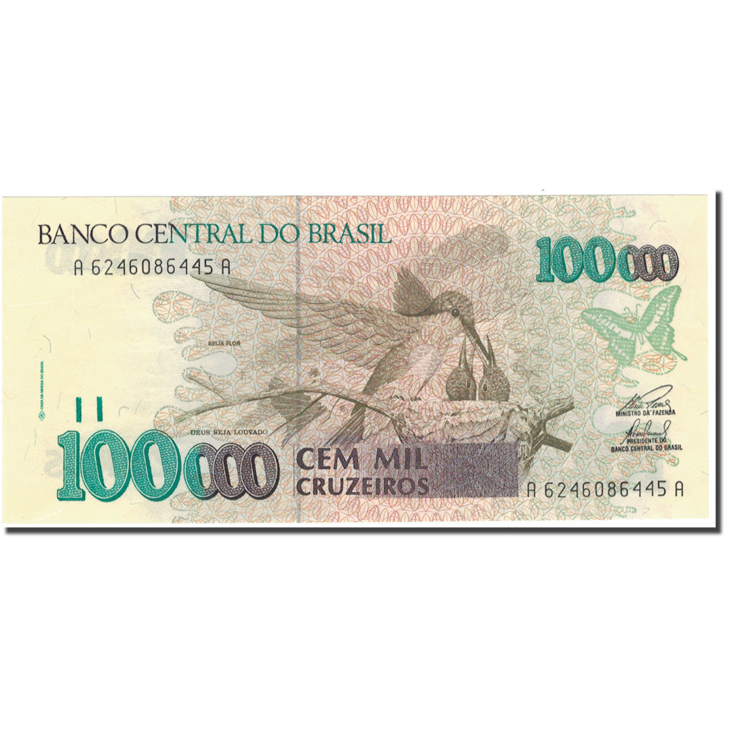 Banknote, Brazil, 100,000 Cruzeiros, KM:235c, UNC(65-70)