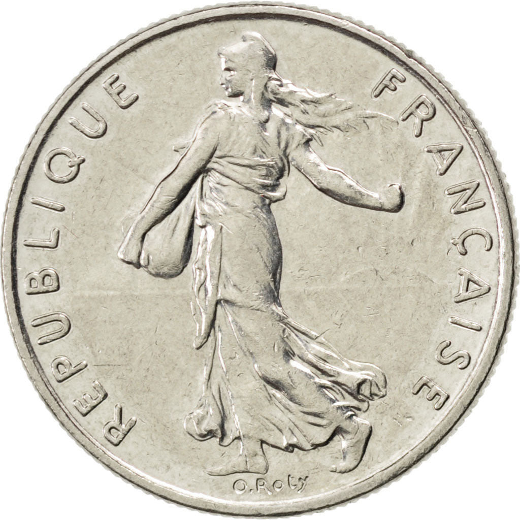 FRANCE, Semeuse, 1/2 Franc, 1990, Paris, KM #931.1, MS(63), Nickel, 19.5,...