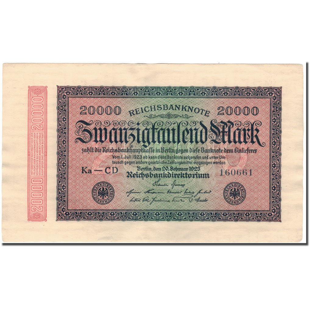 Banknot, Niemcy, 20,000 Mark, 1923, KM:85e, AU(55-58)