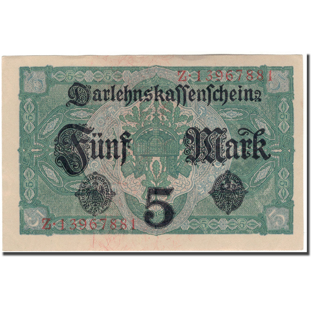 Nota, Alemanha, 5 Mark, 1917, KM:56b, UNC(63)