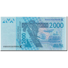 Banknote, West African States, 2000 Francs, 2003, KM:716Ka, AU(55-58)