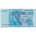 Banknote, West African States, 2000 Francs, 2003, KM:716Ka, AU(55-58)