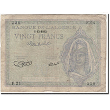Banknote, Algeria, 20 Francs, 1942-12-08, KM:92a, VG(8-10)