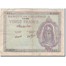 Banknote, Algeria, 20 Francs, 1945-05-07, KM:92b, VF(20-25)