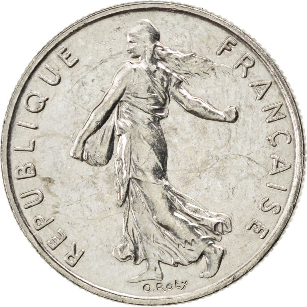 FRANCE, Semeuse, 1/2 Franc, 1995, Paris, KM #931.1, AU(55-58), Nickel, 19.5,...