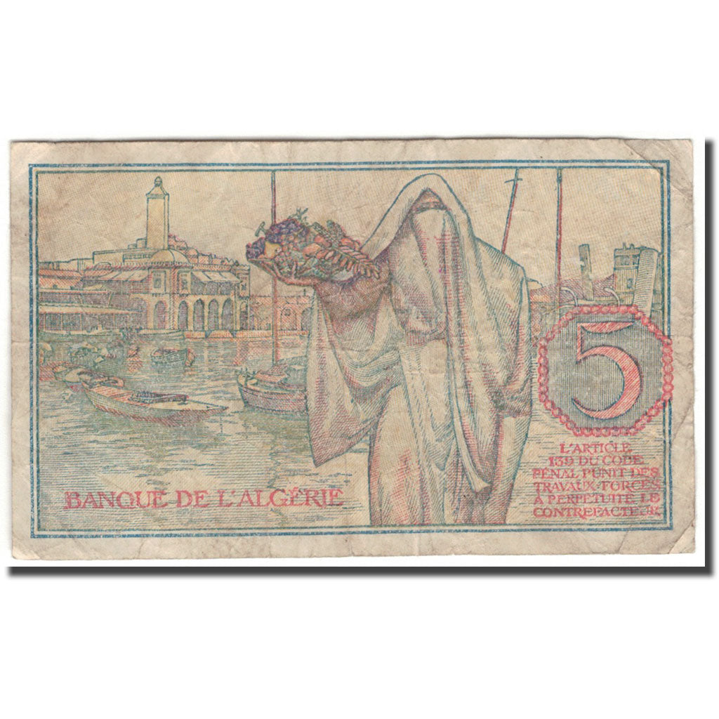 Banknote, Algeria, 5 Francs, 1944-10-02, KM:94b, VF(30-35)