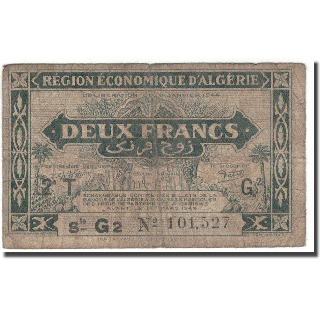 Banconote, Algeria, 2 Francs, KM:102, B+
