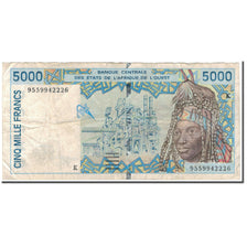 Banknote, West African States, 5000 Francs, KM:713Kd, VF(20-25)